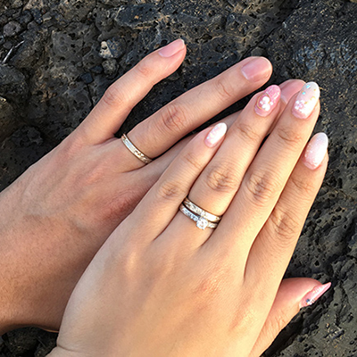 ホワイトゴールド 3mm幅 結婚指輪 マリッジリング ダイヤモンド 婚約指輪 エンゲージリング